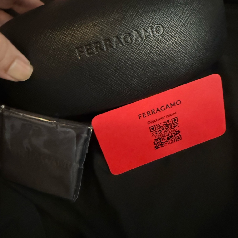 Salvatore Ferragamo Black Sunglasses Case with Red Card